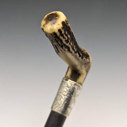 1891年 英国アンティーク 紳士用ステッキ 杖 鹿角クラッチハンドル 89cm